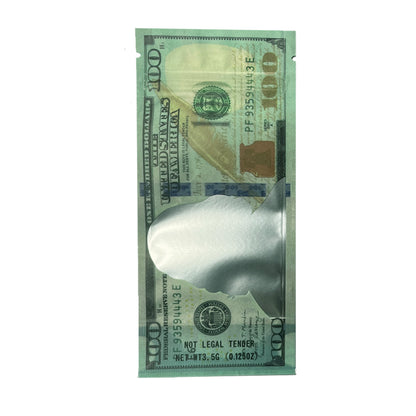 50 Pack – 3.5g Money Design Mylar Bags - Hundred Dolla Bill Ver 1