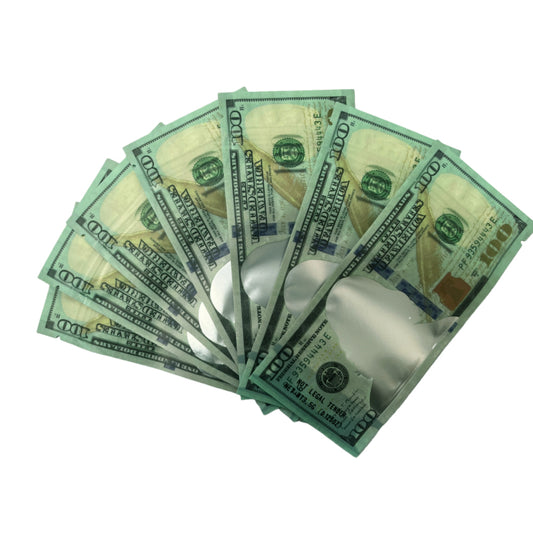 50 Pack – 3.5g Money Design Mylar Bags - Hundred Dolla Bill Ver 1