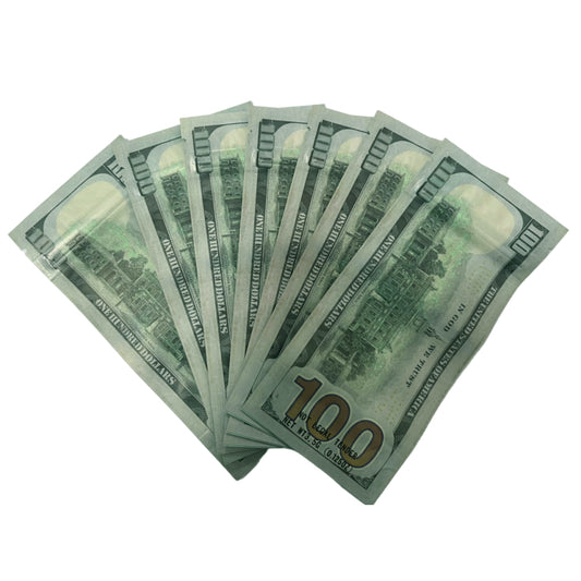 50 Pack – 3.5g Money Design Mylar Bags - Hundred Dolla Bill Ver 1