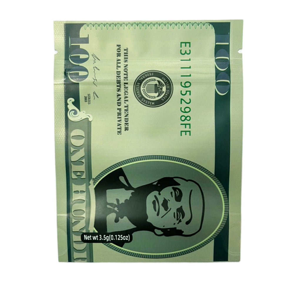 (50 Count) Money Design Die-Cut Foil Sleeves - Hundred Dollar Bill Ver 2