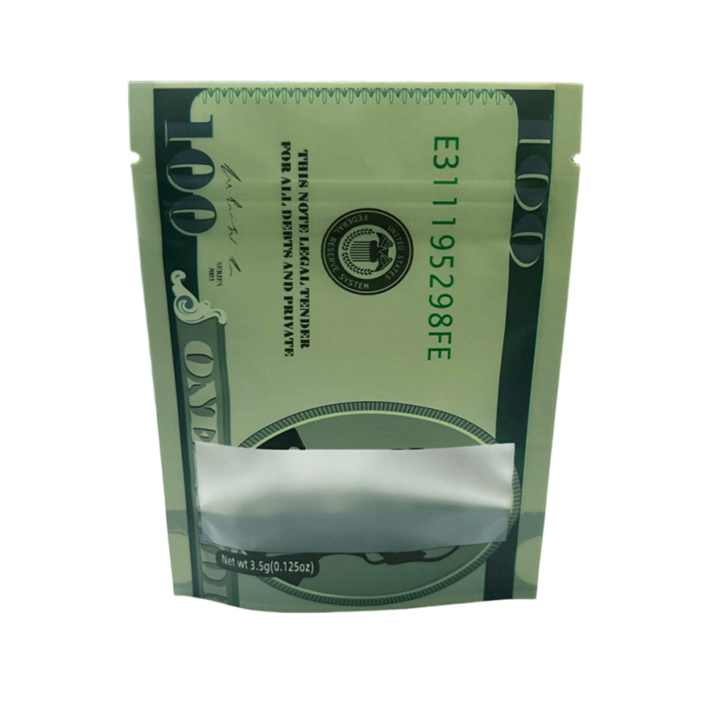 (50 Count) Money Design Die-Cut Foil Sleeves - Hundred Dollar Bill Ver 2
