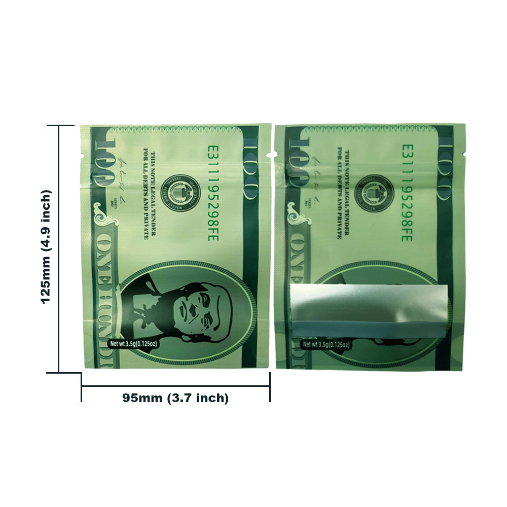 (50 Count) Money Design Die-Cut Foil Sleeves - Hundred Dollar Bill Ver 2