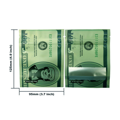 (50 Count) Money Design Die-Cut Foil Sleeves - Hundred Dollar Bill Ver 2
