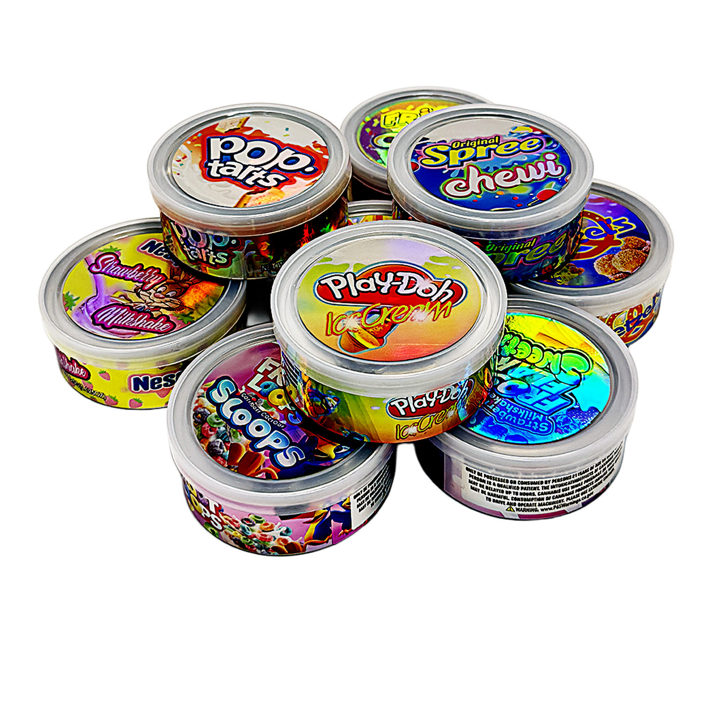 10 Pack 3.5g Pull-Top Tin Can Storage Containers Mystery Bundle - Popular Designs