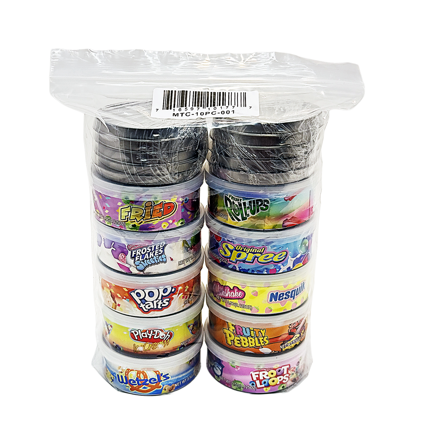 10 Pack 3.5g Pull-Top Tin Can Storage Containers Mystery Bundle - Popular Designs