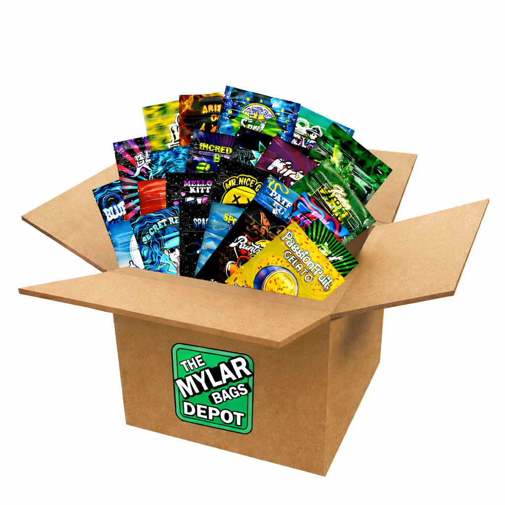 100 Pack Mini Size Mylar Bags - Assorted Styles, Shapes & Designs