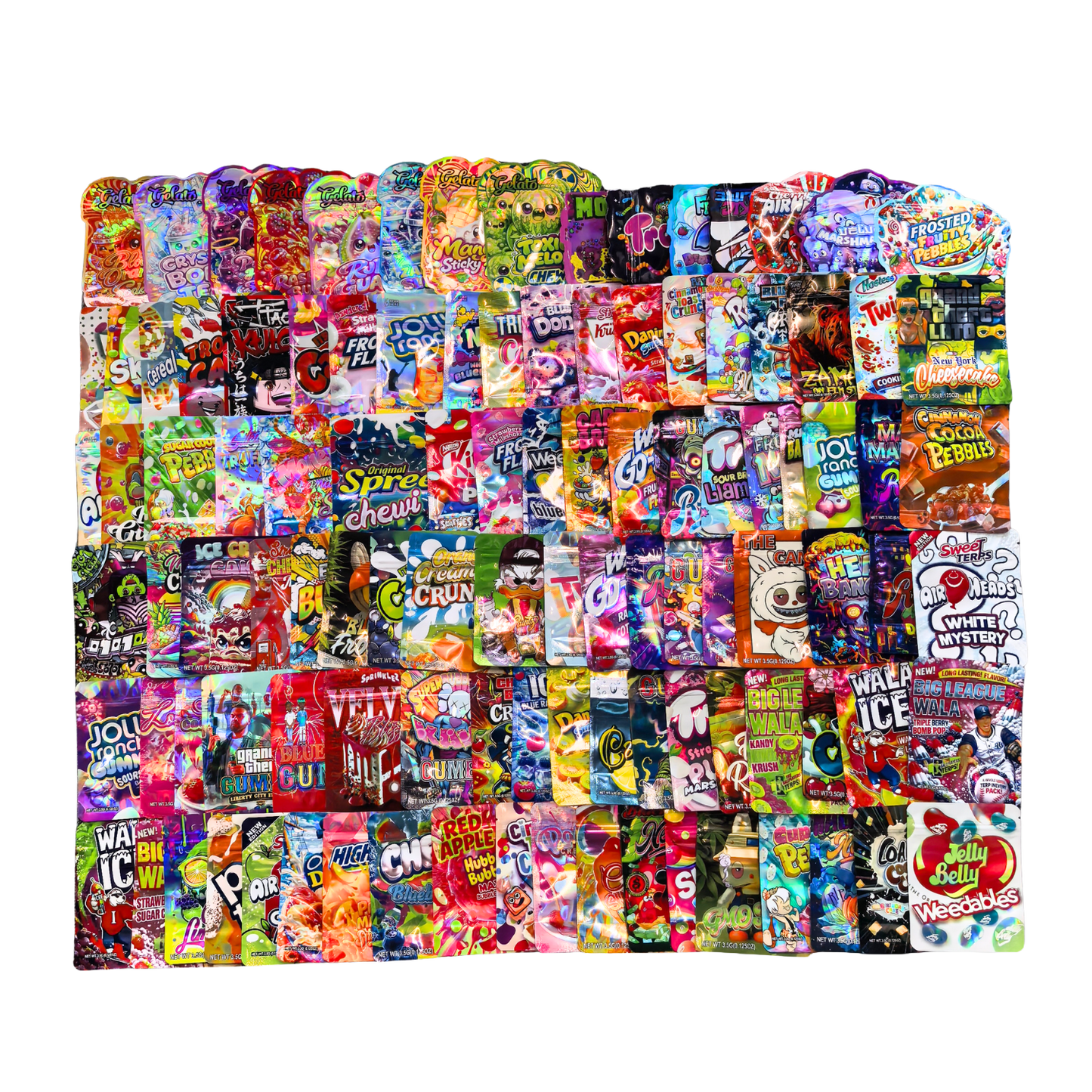 100 Pack 3.5g Small (4" x 5") Mylar Bags Mystery Bundle Mixed Designs