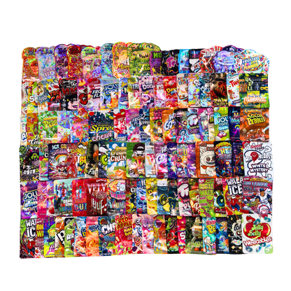 100 Pack 3.5g Small (4" x 5") Mylar Bags Mystery Bundle Mixed Designs