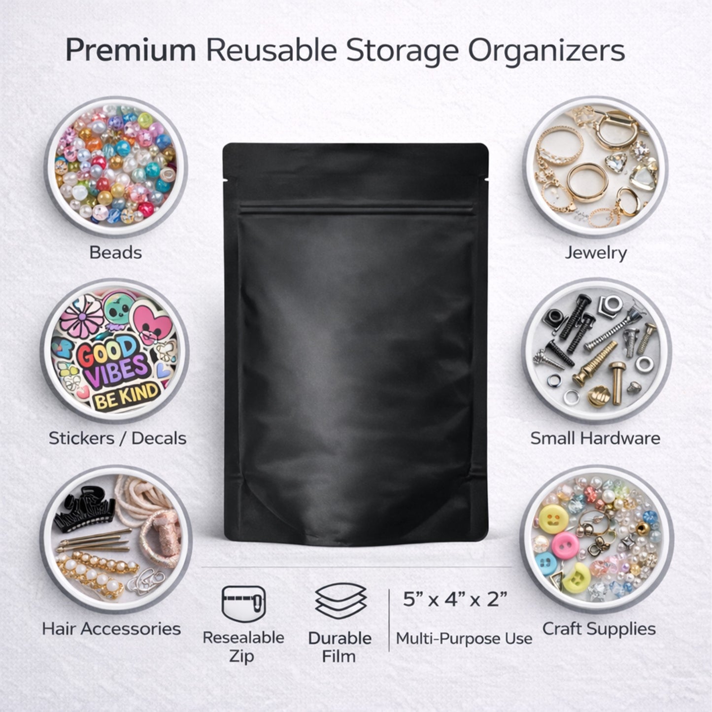 100 Pack 3.5g Small (4" x 5") Mylar Bags Mystery Bundle Assorted Designs