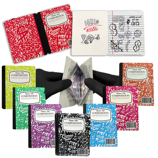 12 Pack 4.5” × 3.5” Notebook-Style Mylar Bags (8 Color Styles)
