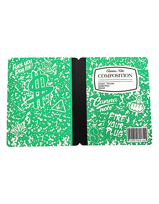 12 Count 4.5" - 3.5" Notebook-Style Mylar Bags  Green