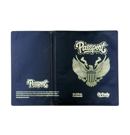 12 Pack – 3.5g Passport Style Mylar Bags - Blue