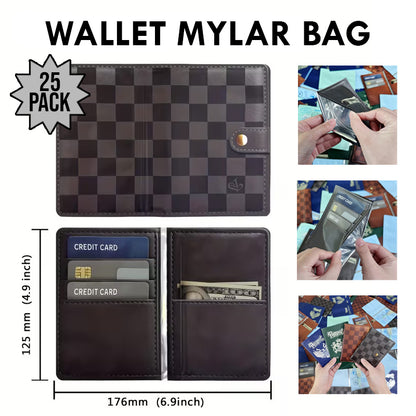 (25 Count) 4 Styles 3.5 Size Passport & Wallet Style Mylar Bags