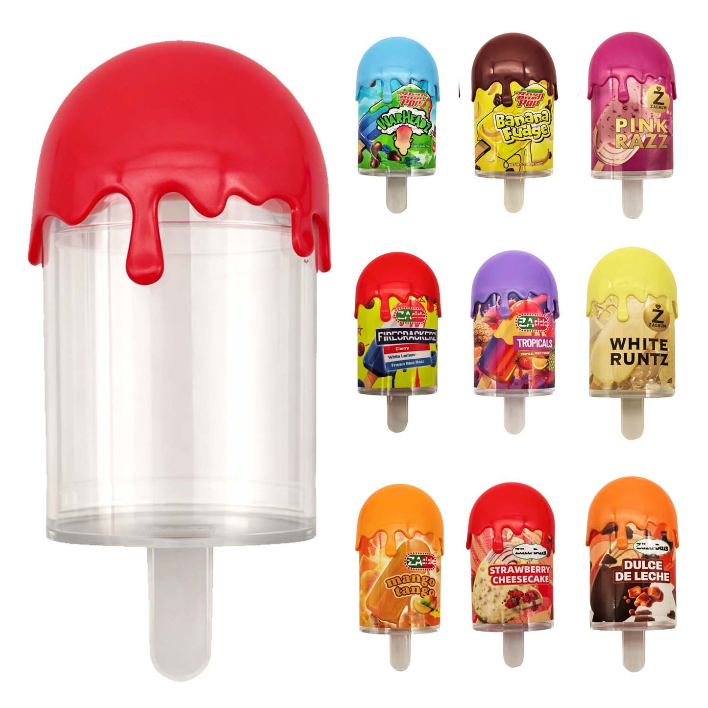 12 Pack – Popsicle Style Plastic Storage Containers with Decorative Wrap Labels - Zasicle Tropicals