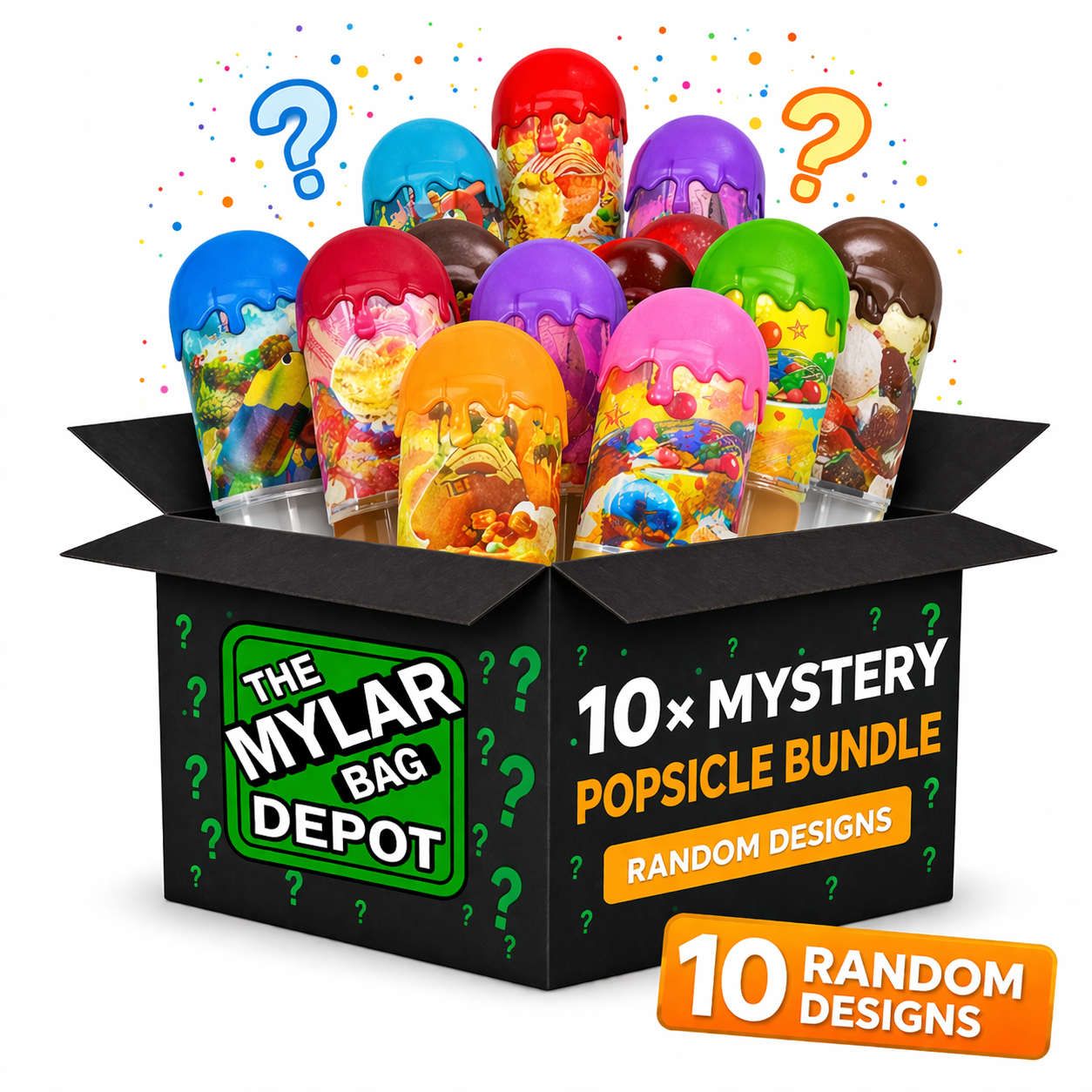 10 Pack 3.5g Popsicle Style Plastic Storage Tubes Mystery Bundle - Assorted Designs