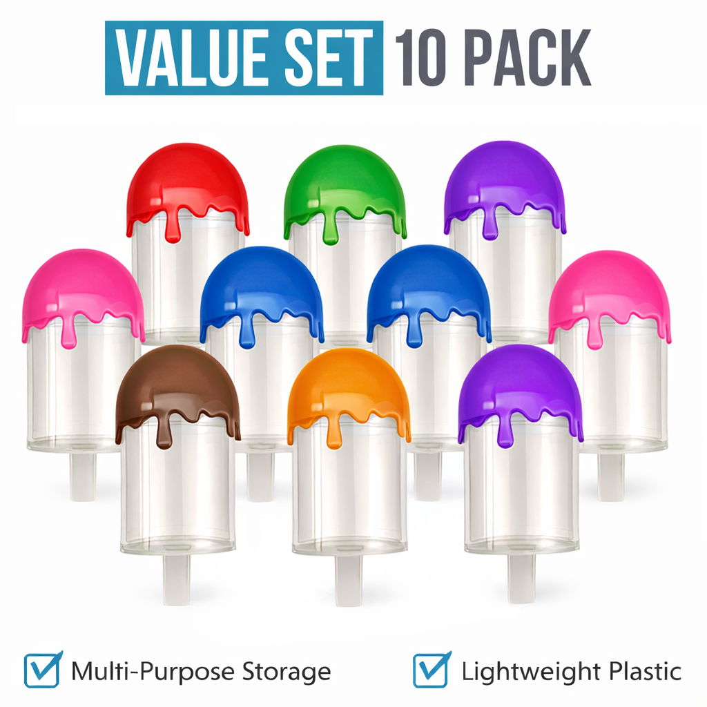 10 Pack 3.5g Popsicle Style Plastic Storage Tubes Mystery Bundle - Assorted Designs
