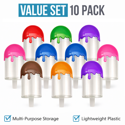 10 Pack 3.5g Popsicle Style Plastic Storage Tubes Mystery Bundle - Assorted Designs