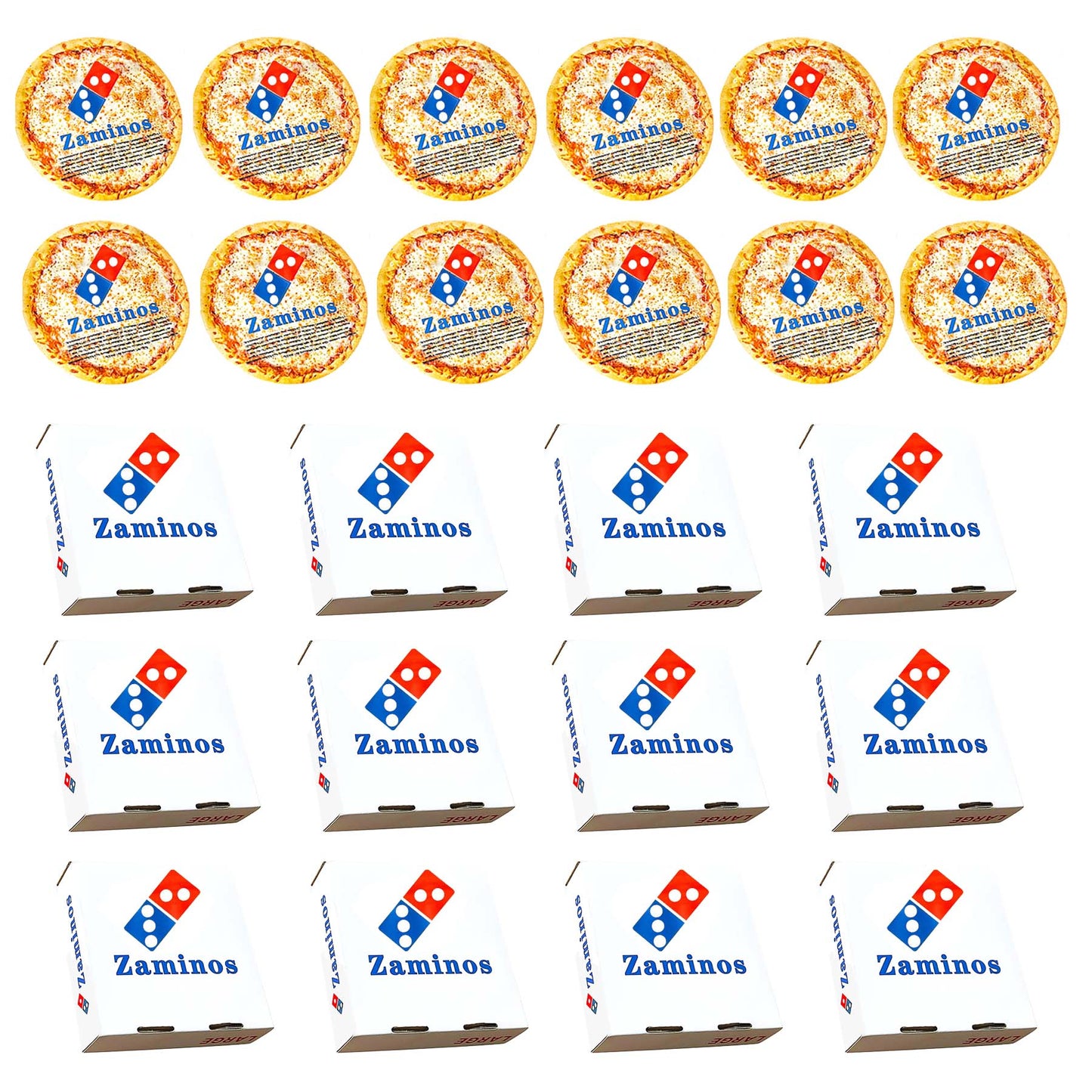 12-Piece Bundle Collectible ZP Decorative Foil Packaging Set with Pizza-Style Boxes