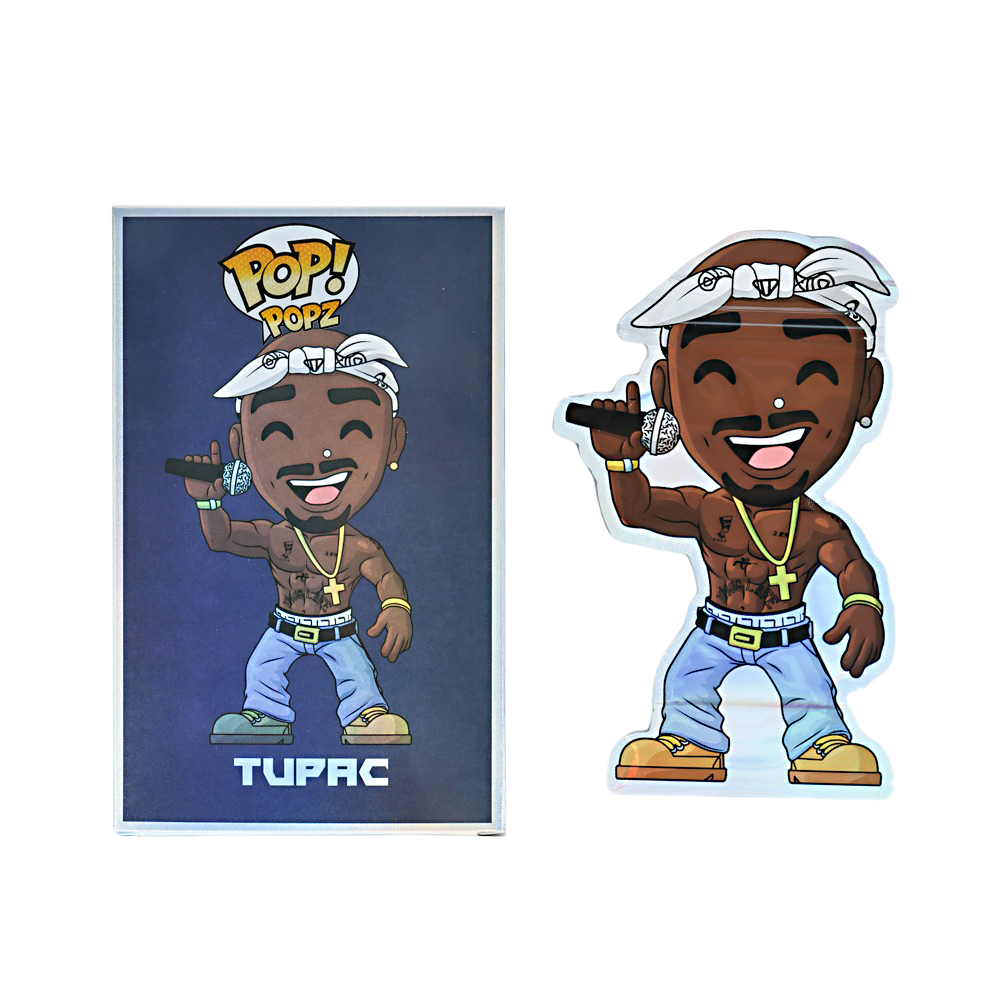 Mylar Bag  Cartoon figurine of a well-known figure with a blue background, featuring the brand 'Pop! Popz'.