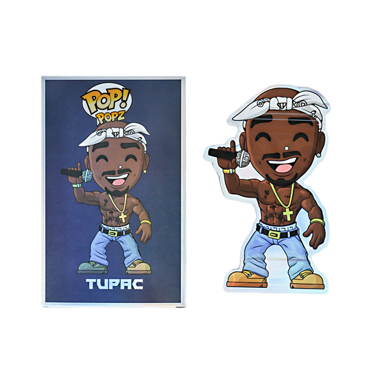 Mylar Bag  Cartoon figurine of a well-known figure with a blue background, featuring the brand 'Pop! Popz'.