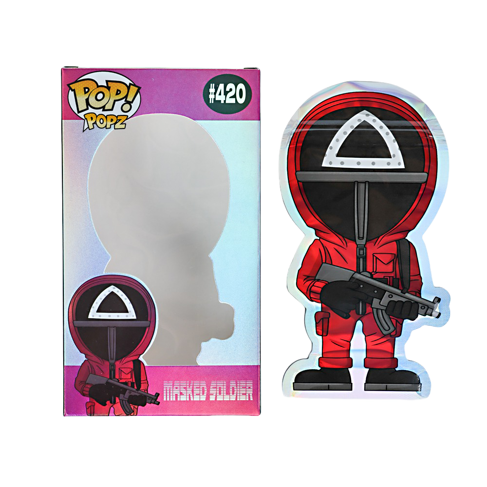Mylar Bag Pop! Vinyl figure of a masked soldier with packaging on a white background
