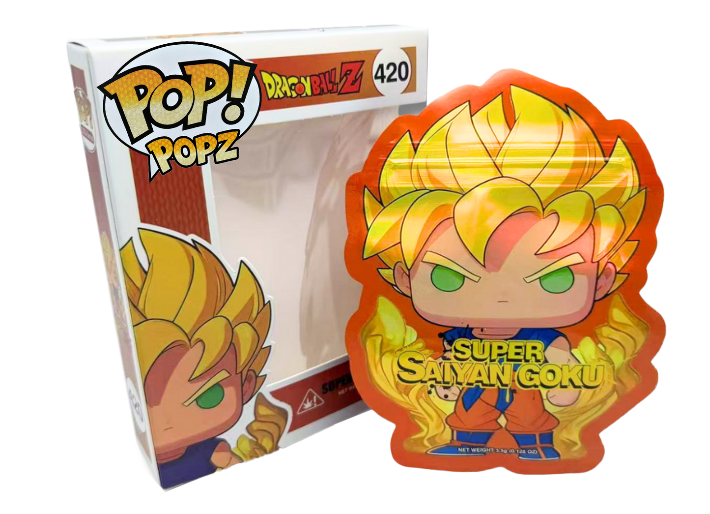 3.5 gram super saiyan goku mylar bag with the window box 