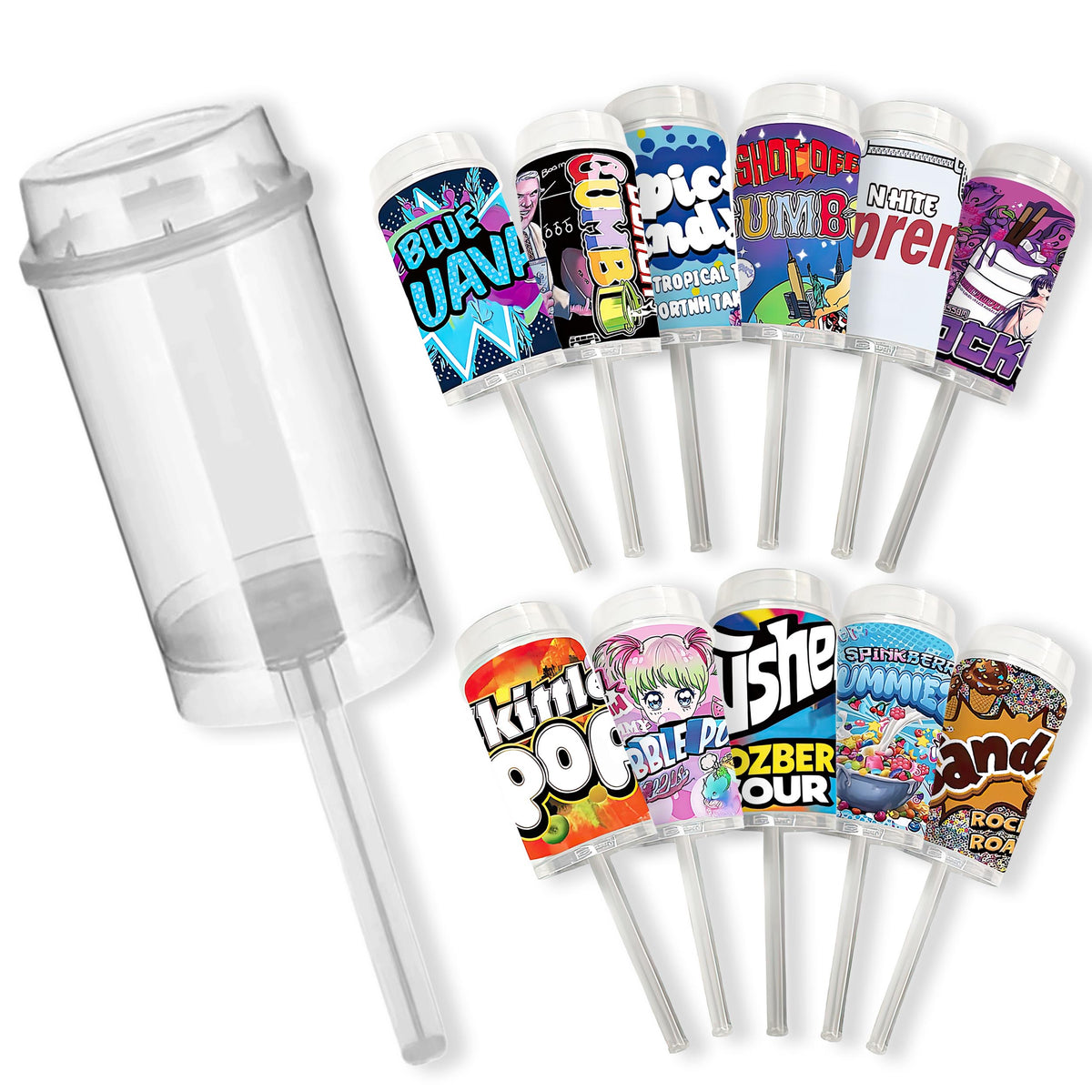 10 Pack - Push-Up Storage Containers with Decorative Wrap Labels TT