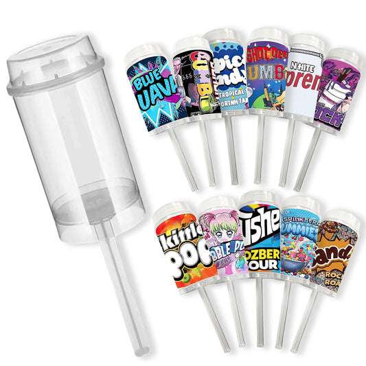 10 Pack - Push-Up Storage Containers with Decorative Wrap Labels TT