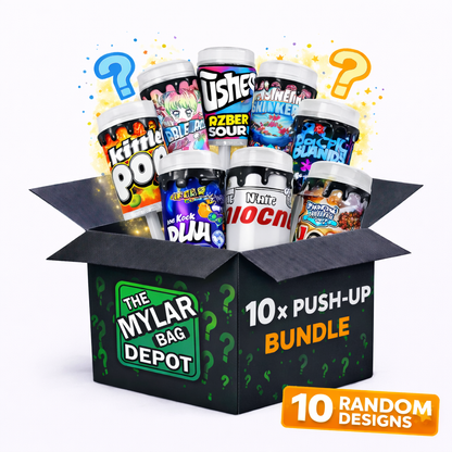 10 Pack 3.5g Push-Up Style Plastic Storage Containers Mystery Bundle - Assorted Designs