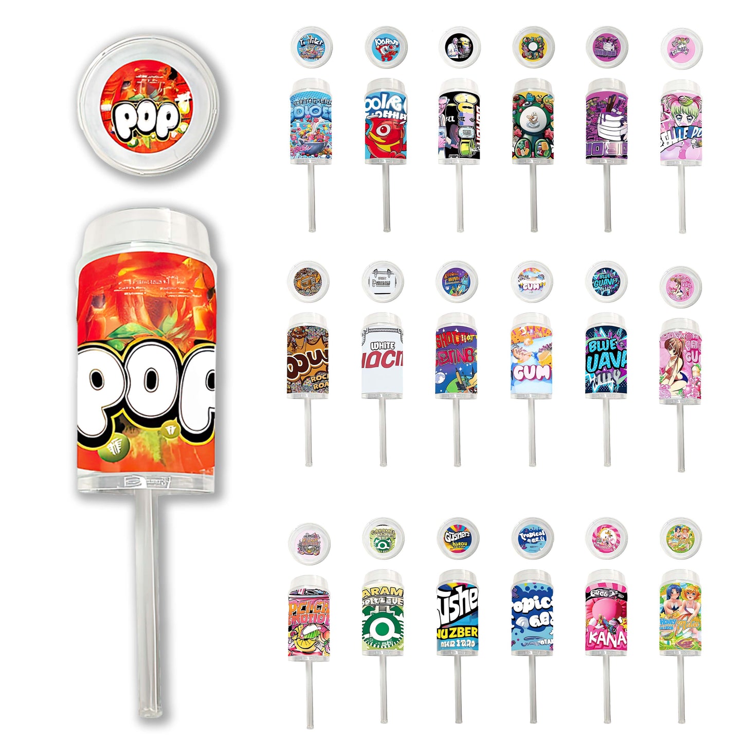 (10-Count) Push-Up Storage Containers – Assorted Graphic Styles (3.5” Height)