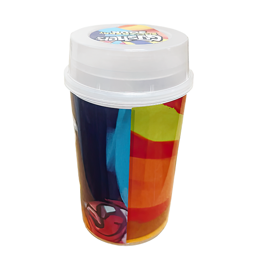 10 Pack - Push-Up Storage Containers with Decorative Wrap Labels - Gushers Snozberry Sour
