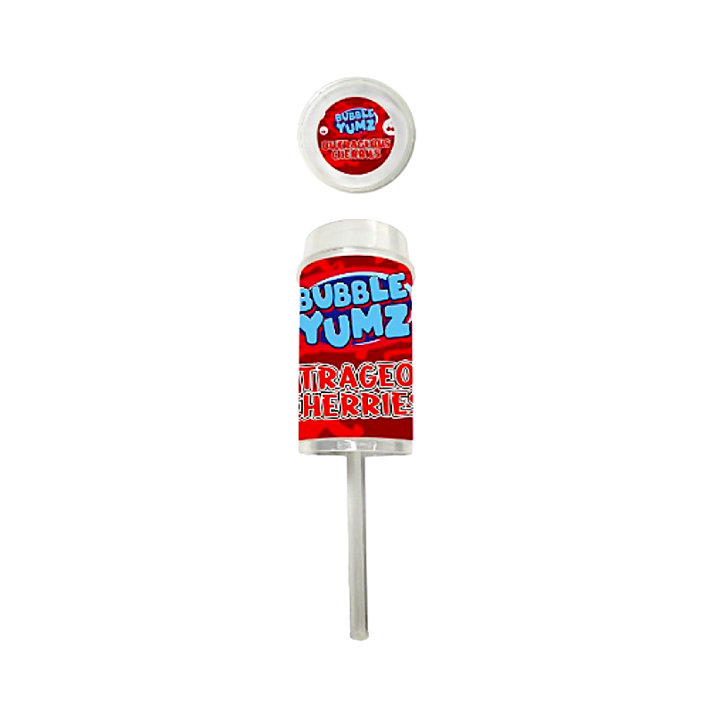 10 Pack - Push-Up Storage Containers with Decorative Wrap Labels - Bubble Yumz Outrageous Cherries