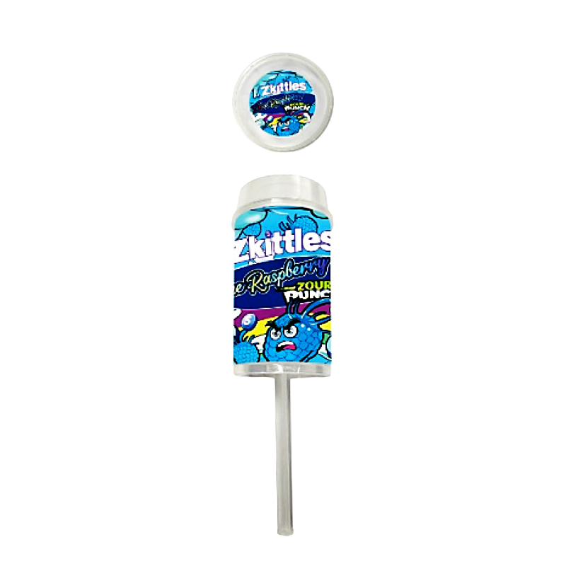 10 Pack - Push-Up Storage Containers with Decorative Wrap Labels - Zkittles Blue Raspberry Zour Punch