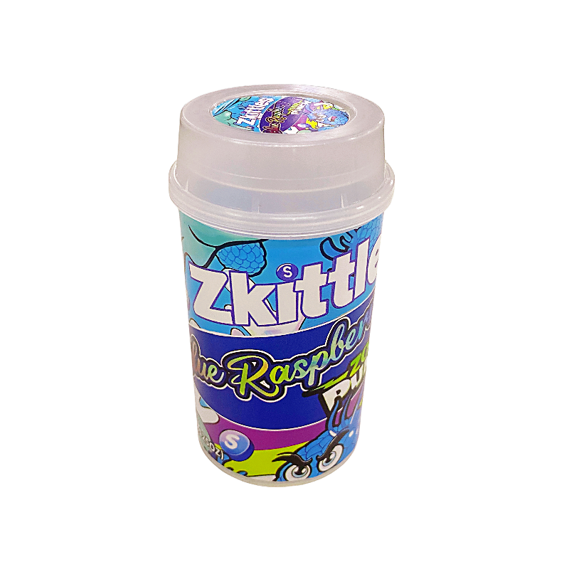 10 Pack - Push-Up Storage Containers with Decorative Wrap Labels - Zkittles Blue Raspberry Zour Punch
