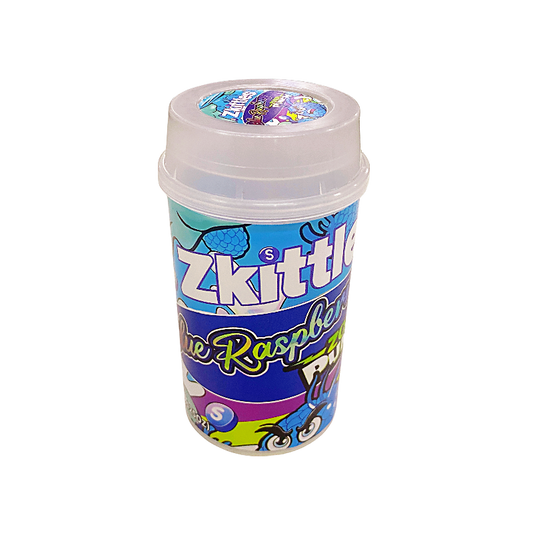 10 Pack - Push-Up Storage Containers with Decorative Wrap Labels - Zkittles Blue Raspberry Zour Punch