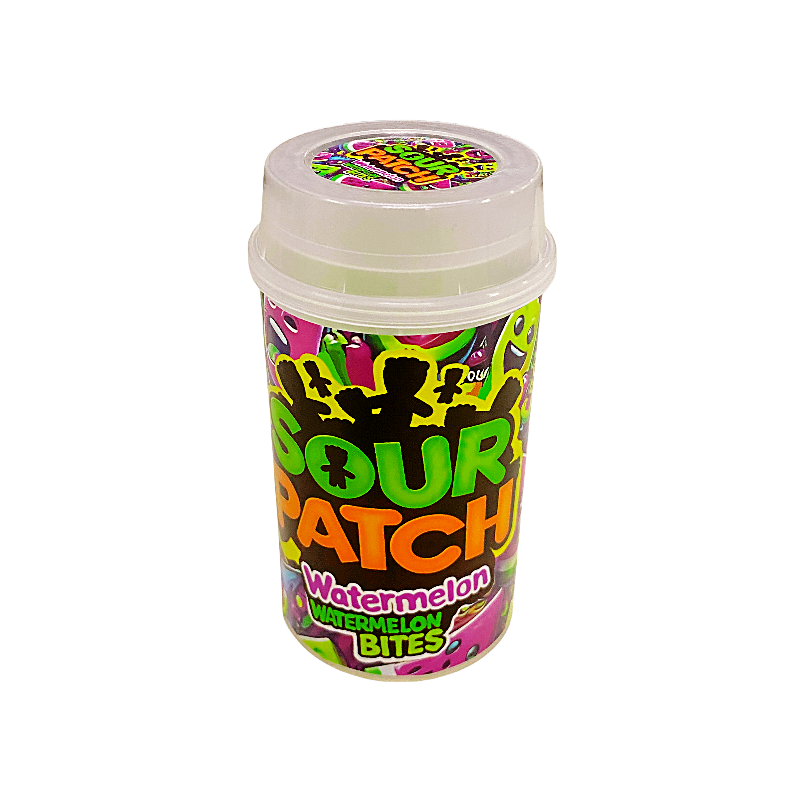 10 Pack - Push-Up Storage Containers with Decorative Wrap Labels - Sour Patch Watermelon Bites