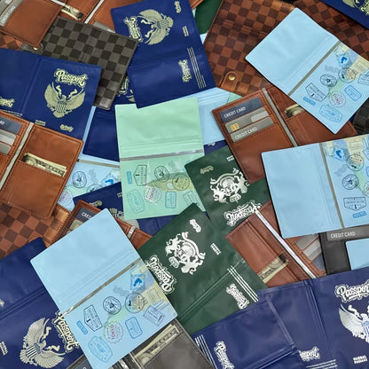 (25 Count) 4 Styles 3.5 Size Passport & Wallet Style Mylar Bags
