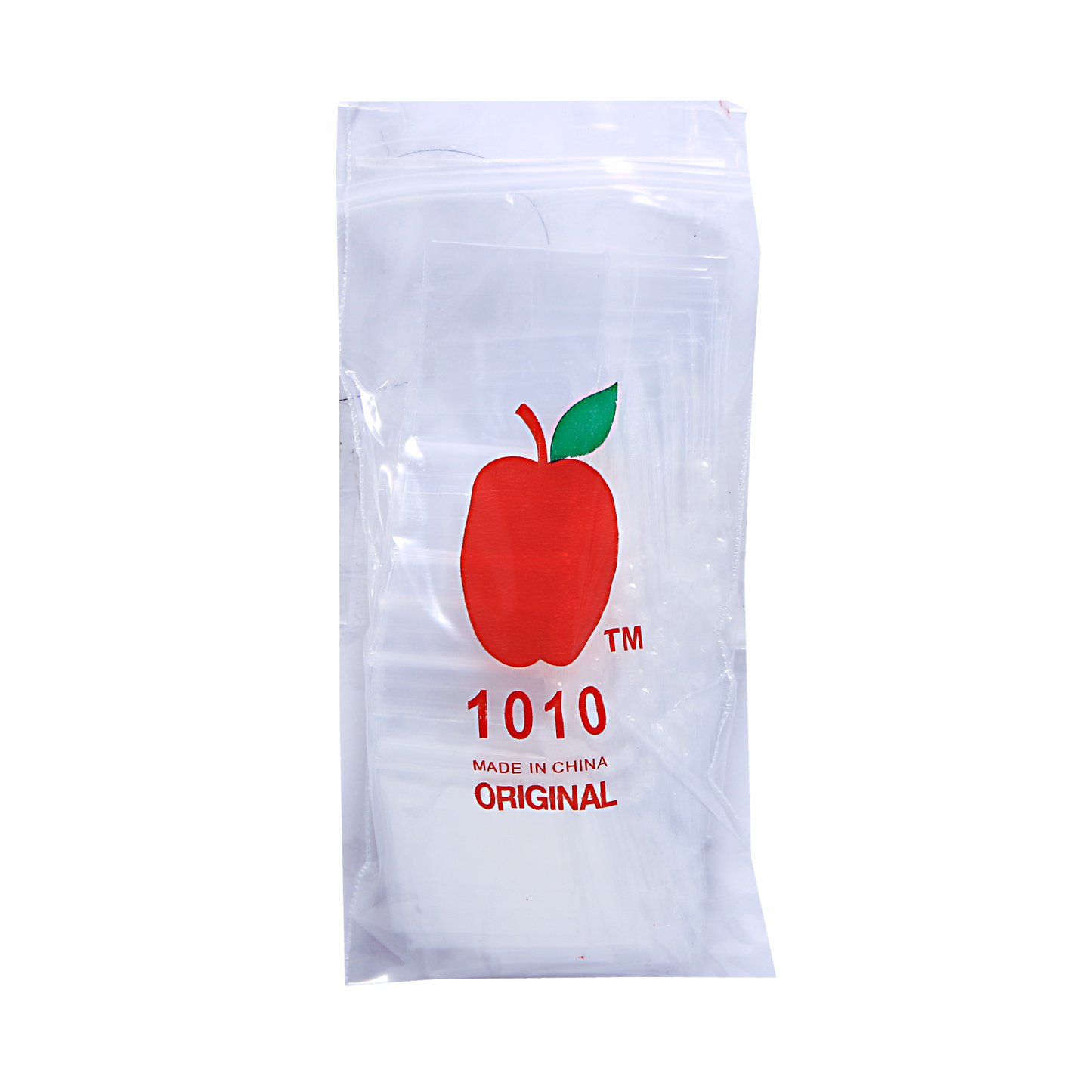 Mylar Bags, Cannabis Mylar Bags, Where to buy mylar bags, Custom mylar bags near me, Mylar Bags Wholesale. Apple Bags. White snack bag with red apple logo and '1010' text on a white background