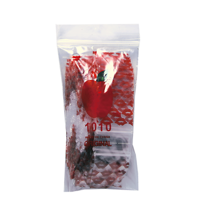 Mylar Bags, Cannabis Mylar Bags, Where to buy mylar bags, Custom mylar bags near me, Mylar Bags Wholesale. Apple Bags. Clear plastic bag with red peppers and visible brand name on a white background