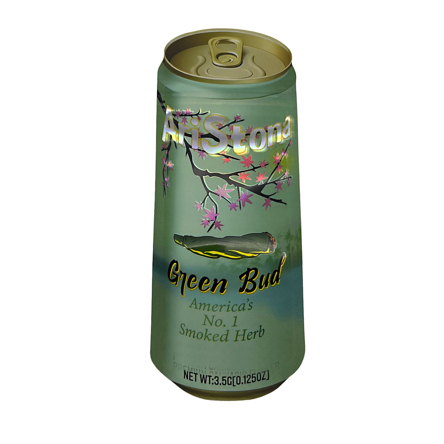 3.5g Shaped Mylar Bag - Aristona Green Bud (50 Count)