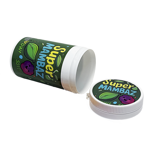 12 Pack -3.5g Sealed Gram Jars with Child-Resistant Caps - Super Mambaz