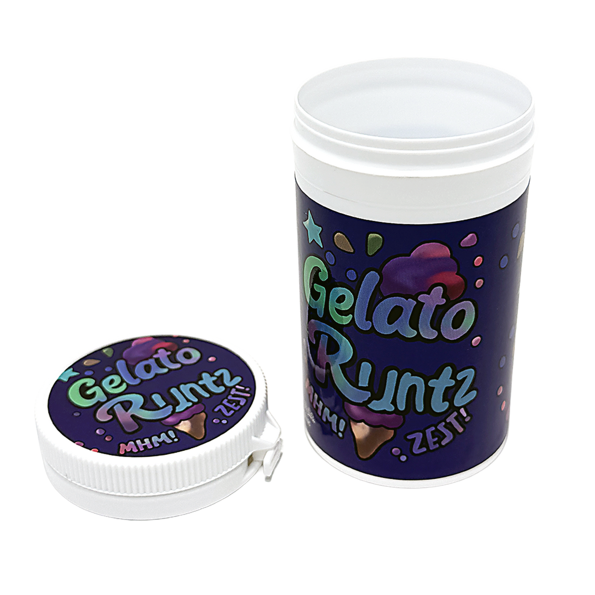 12 Pack -3.5g Sealed Gram Jars with Child-Resistant Caps - Gelato Runtz