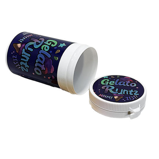 12 Pack -3.5g Sealed Gram Jars with Child-Resistant Caps - Gelato Runtz