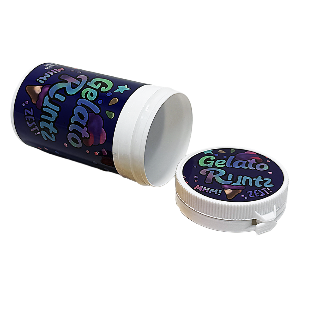 12 Pack -3.5g Sealed Gram Jars with Child-Resistant Caps - Gelato Runtz
