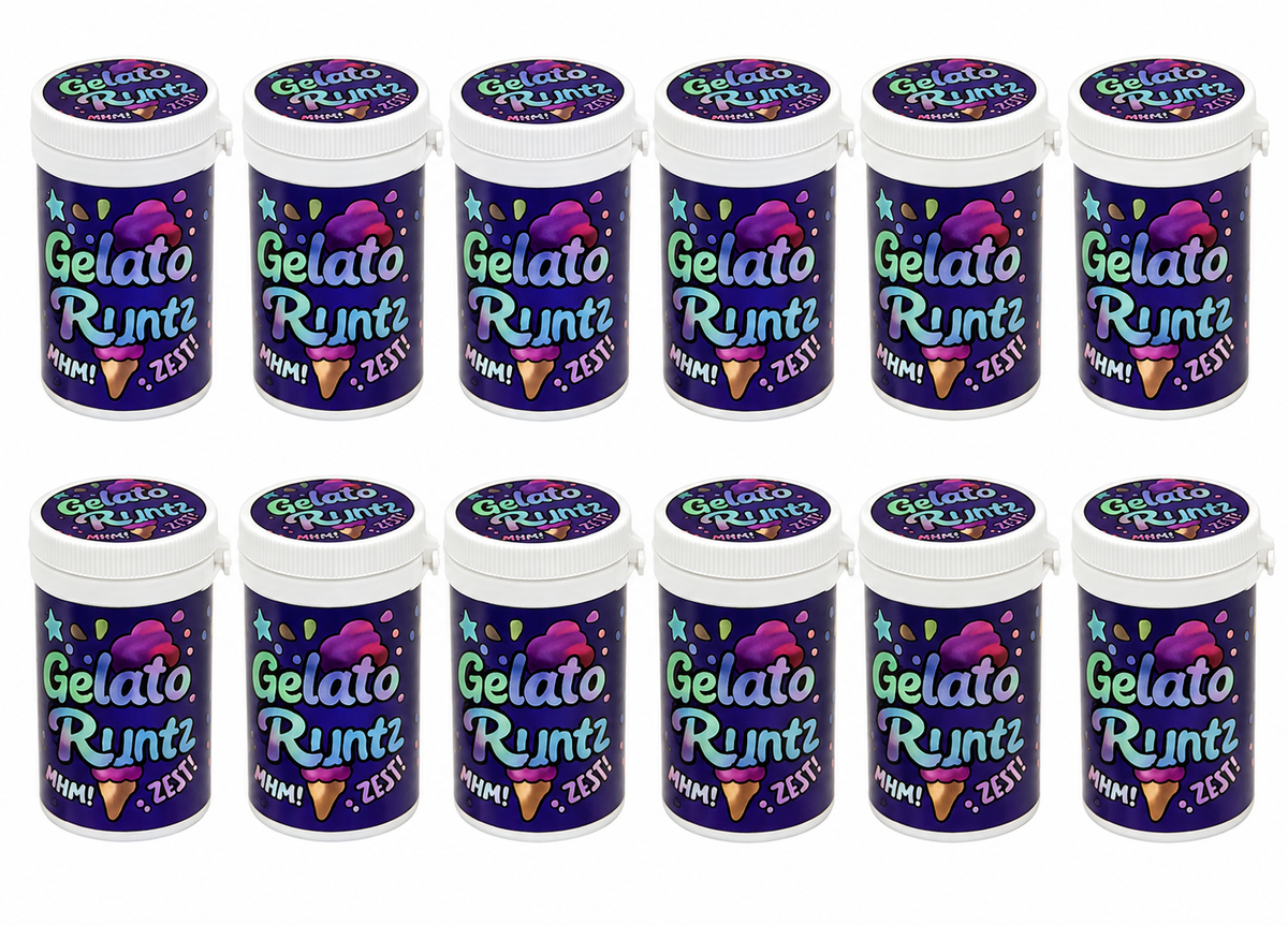 12 Pack -3.5g Sealed Gram Jars with Child-Resistant Caps - Gelato Runtz