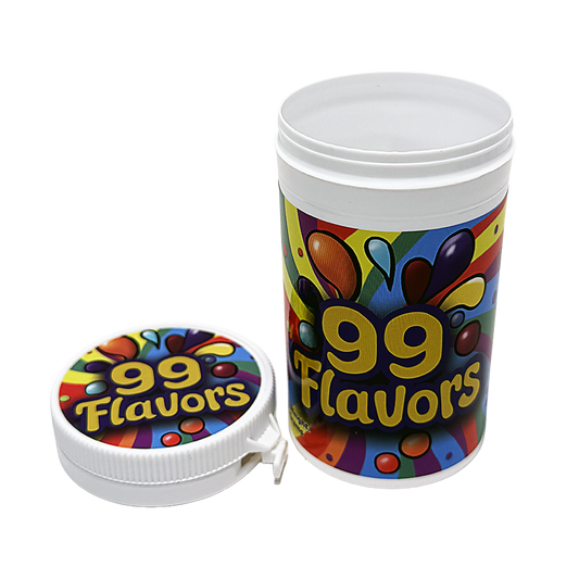 12 Pack -3.5g Sealed Gram Jars with Child-Resistant Caps - 99 Flavors