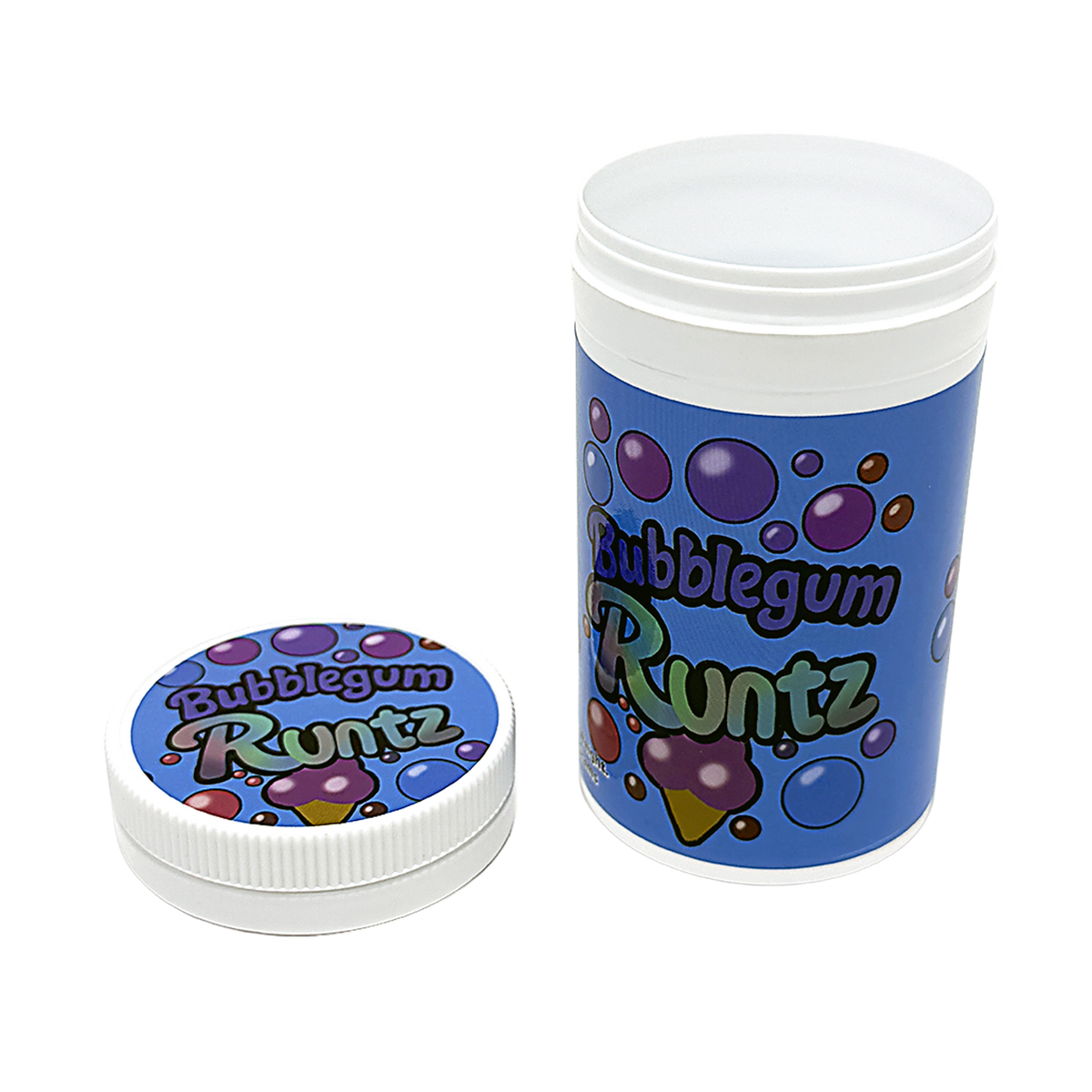 12 Pack -3.5g Sealed Gram Jars with Child-Resistant Caps - Bubblegum Runtz