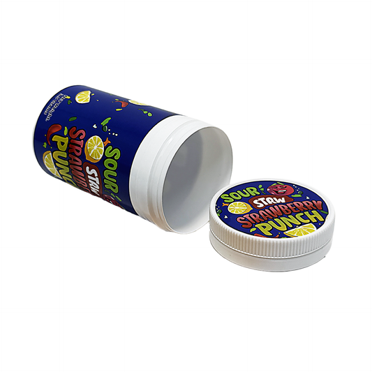 12 Pack -3.5g Sealed Gram Jars with Child-Resistant Caps - Sour Punch Straws Strawberry
