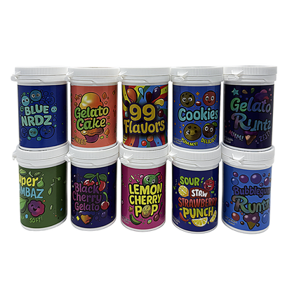 10 Pack – 3.5g Sealed Gram Jars – Mixed Assorted Designs with Child-Resistant Caps