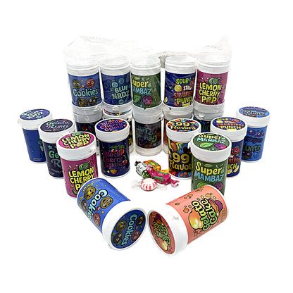 10 Pack – 3.5g Sealed Gram Jars – Mixed Assorted Designs with Child-Resistant Caps